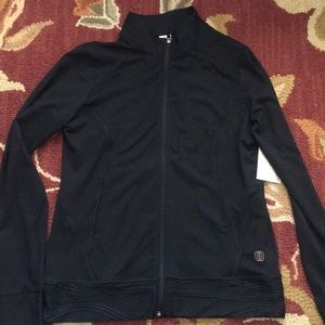 Black zip-up workout jacket